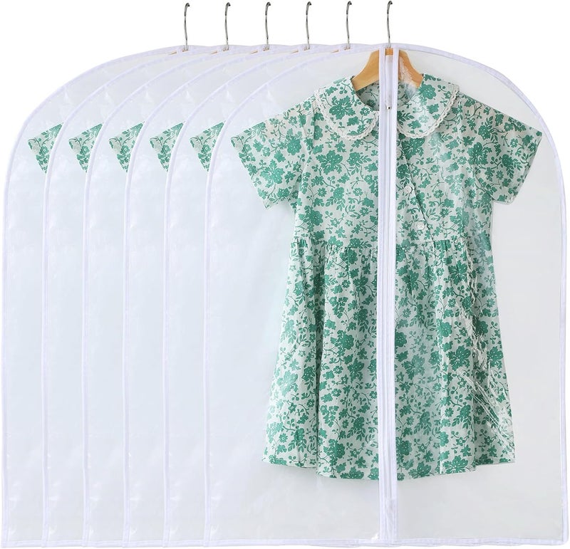 Perber Garment Bags for Hanging Clothes, 6 PCs All Clear Garment Bag, Plastic Dustproof Suit Bag, Coat Protector Zippered Garment Covers for Closet Storage and Travel - 24'' x 32''/6 Pack - Image 1